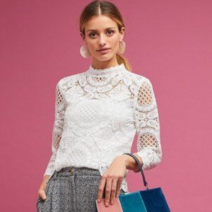 Anthropologie James Coviello White Medallion Top